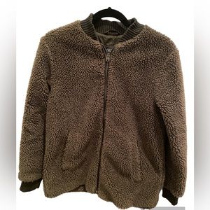 Abercrombie & Fitch Green Teddy Bomber Coat Size XS